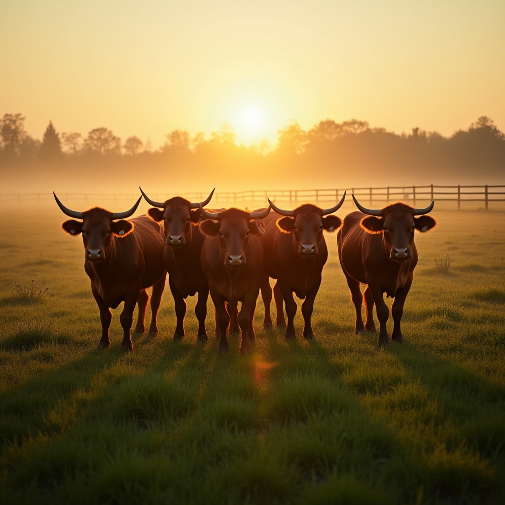 Tropa de vacas en un campo de cría de Entre Ríos durante la mañana