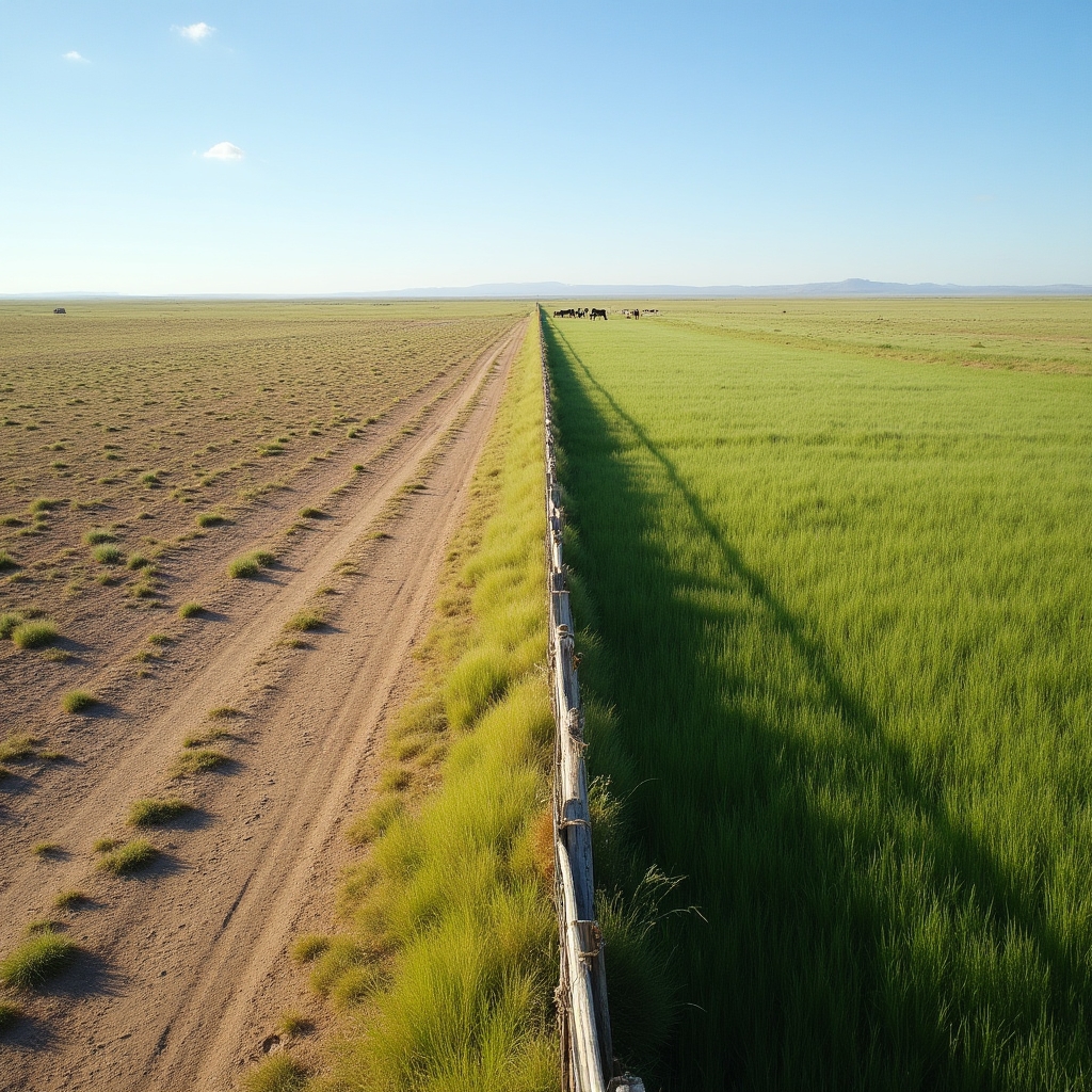Comparación entre un sector de pastura sobrepastoreada y otro con manejo rotativo